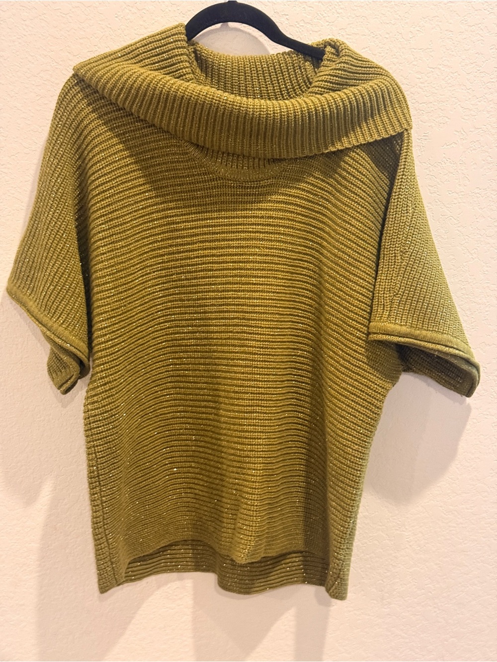Olive‎ Green Ribbed Cowl Neck Sweater